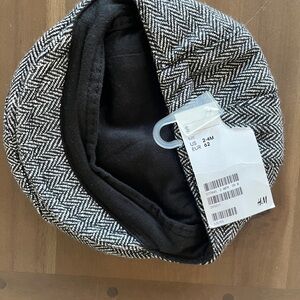 NWT H&M Black and White Herringbone Cap for baby